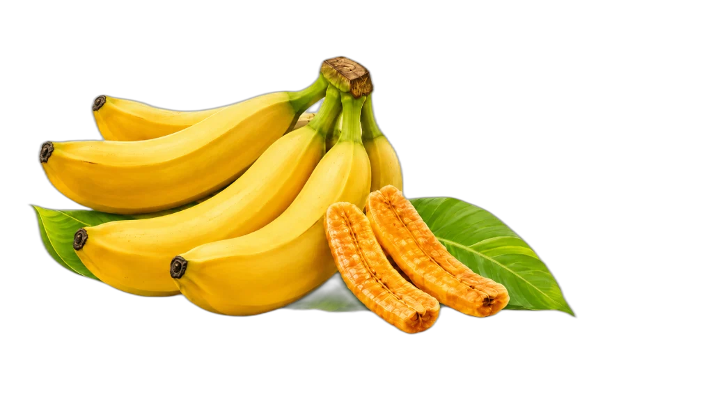 Fresh bananas and whole dried banana